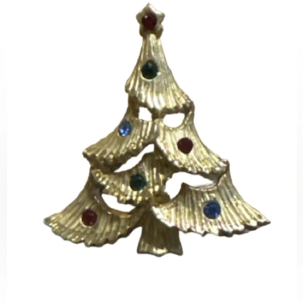1960s JJ The Jonette Jewelry Company Christmas Tree Brooch